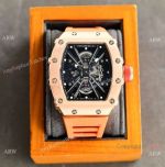 Copy Richard Mille RM12-01 Men Watches in Rose Gold Orange Rubber Strap